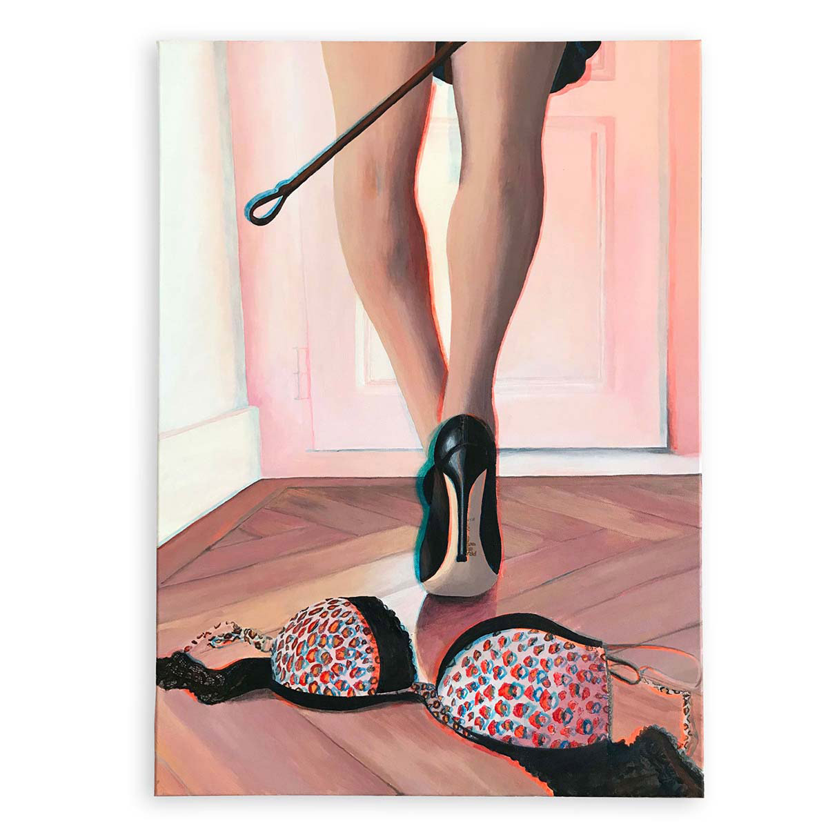 Anaglyphic Prada pumps with whip, Carine Bovey, 3d painting