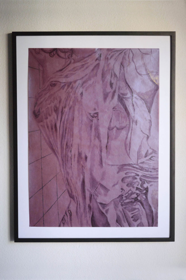 Badrum, våt, gloss on vellum paper,Artiste suisse, artiste féministe, artiste contemporain, contemporary artist, female artist, feminist artist