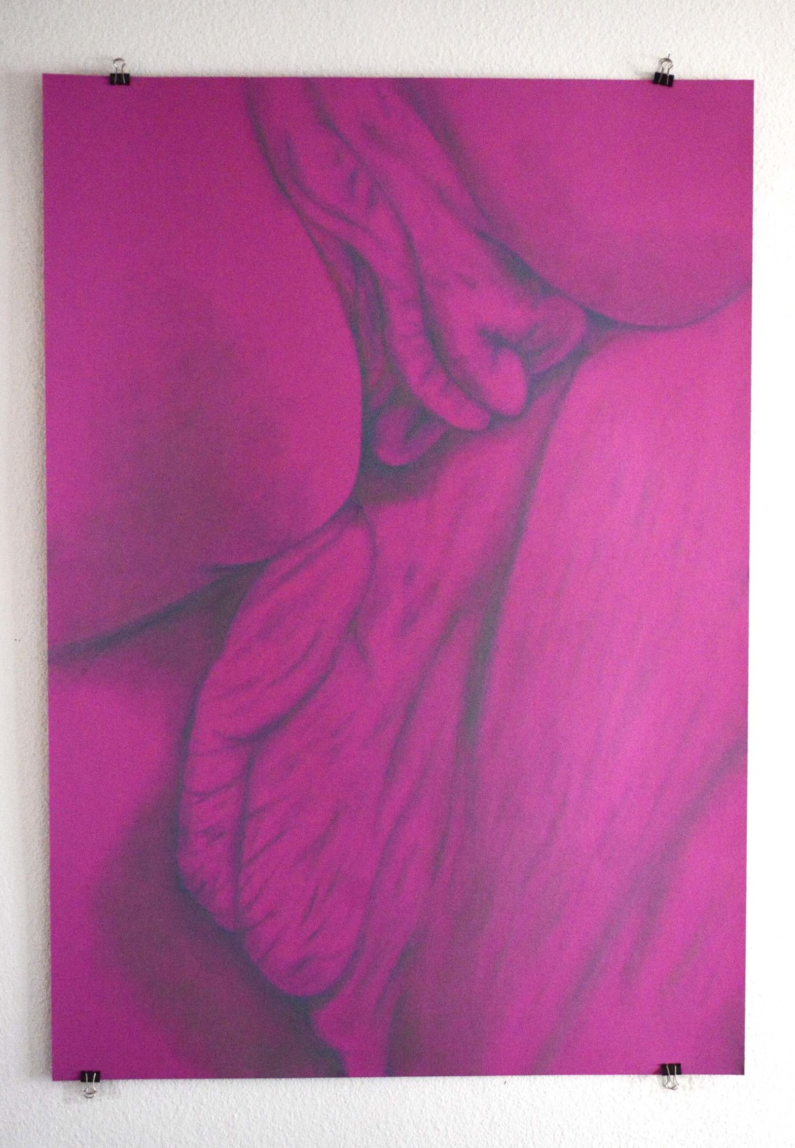 Pink Champagne, Fuchsia älskar Garance, Eyeshadow on paper, Carine Bovey, Artiste suisse, artiste féministe, artiste contemporain, contemporary artist, female artist, feminist artist